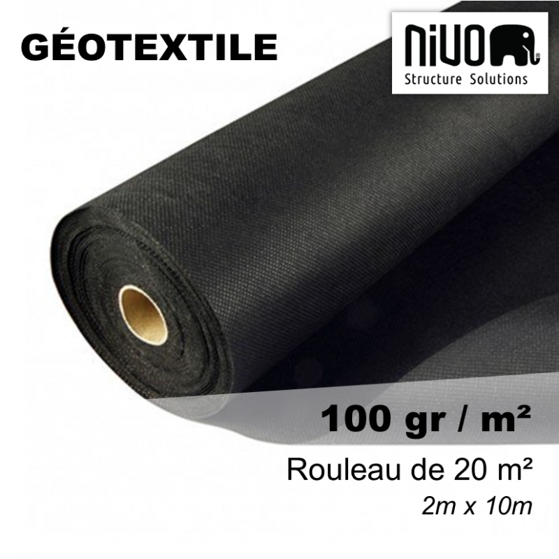 rouleau de géotextile opaque pour terrasse sur terre battue - densité de 100gr/m² - couleur noir - évite la repousse de l'herbe rouleau de géotextile opaque pour terrasse sur terre battue - densité de 100gr/m² - couleur noir - évite la repousse de l'herbe