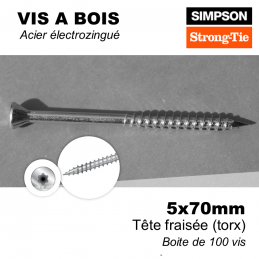 Vis Bois Tête Fraisé T25 - Ø 5 Mm - 60/37 Mm - Inox - Boîte De 100