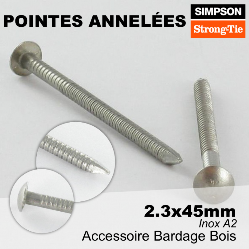 Carton de 667 pointes pour bardage - pointe inox A2 - pointe pour utilisation intérieur et extérieur