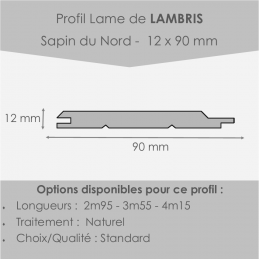 lambris intérieur non traité - sapin raboté et sec