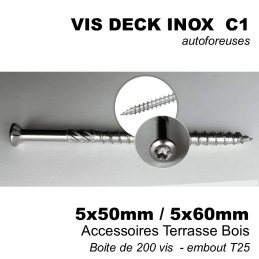 vis terrasse autoforeuse - embout T25 empreinte torx - boite de 200 vis