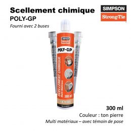 Scellement chimique multi-applications POLY-GPG Plus, témoin de pose,  pierre, cartouche 300ml - Le Temps des Travaux