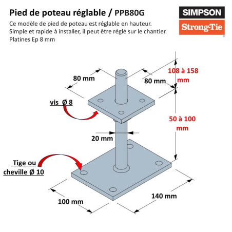 Lot De 4 Protections De Poteau Réglables (plage De 8,4 à 15,2 Cm), Protections De Base De Poteau En Acier Inoxydable, Protection De Poteau De Clôture, Protection De Poteau De Boîte Aux