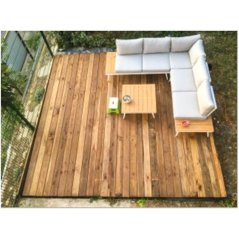 terrasse réalisé avec lame de terrasse morvan en douglas - 28x145 - bois déclassé