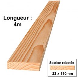 Planche en Douglas - classe 2 - 200 MM x 20 MM - 4,00 M