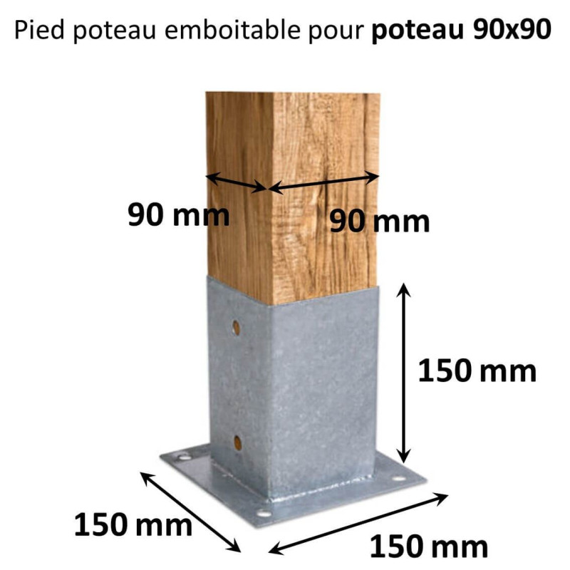 Pied De Poteau Inclinable En Acier Galvanisé Pour Clôture En Bois Rond - Tailles 8/10/12 Cm