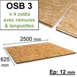 Dalle OSB 3 12mm, 4 côtés...