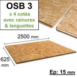 Dalle OSB 3 15mm, 4 côtés...