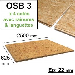 Dalle OSB 3 22mm, 4 côtés...