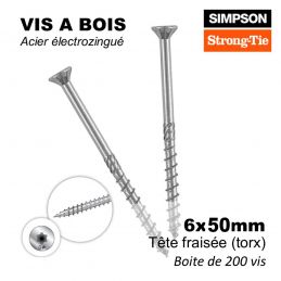 vis 6x50 zingué - assemblage bois - vis à bois