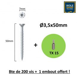 Vis bois Tête fraisée (torx) 3.5x50mm EZ pour Intérieur