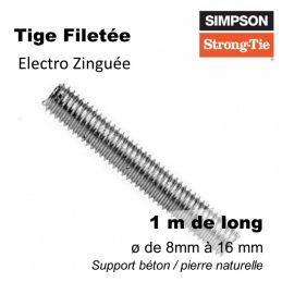 tige filetée fixation sur dalle béton ou sur pierre naturelle