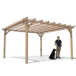 KIT Pergola " Champêtre" 4mx4m H:2m50 en Douglas raboté naturel