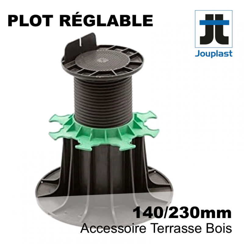 plot PVC Jouplast pour terrasse bois - réglable de 14 cm à 23 cm