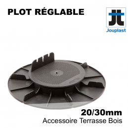 PLOT REGLABLE TERRASSE BOIS - PVC de marque JOUPLAST - Hauteur de 2cm à 3cm